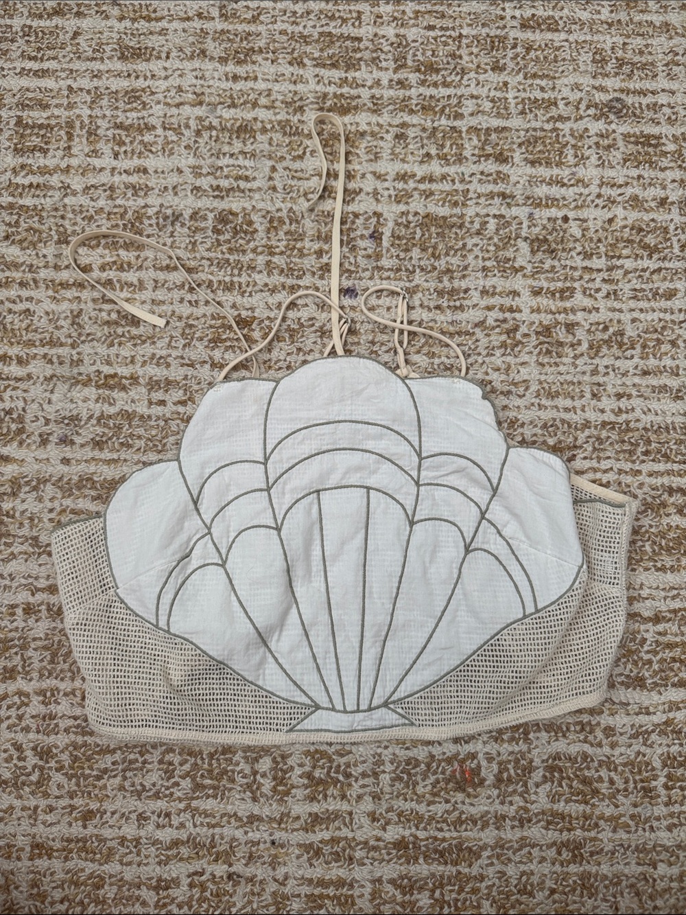 Celandine Mesh Shell Crop Top in Cream